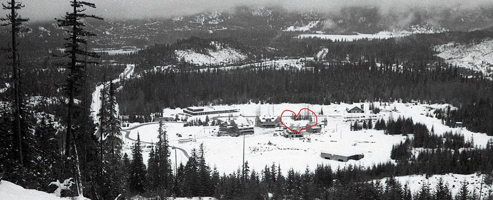 The lodge under construction, 1980
